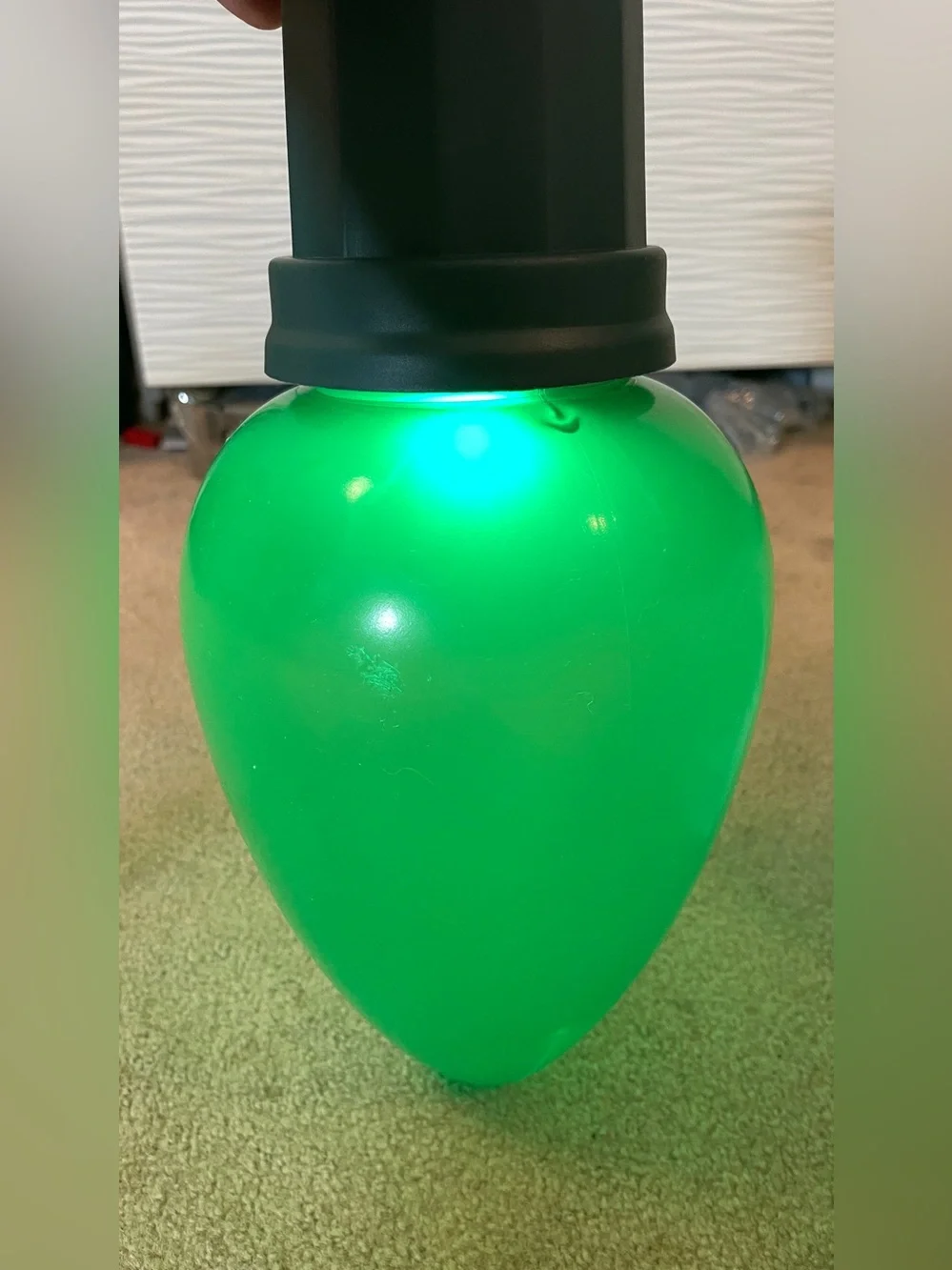 4 Large 13” Blow Mold Light Bulbs LED Jumbo Christmas Ornament White Green